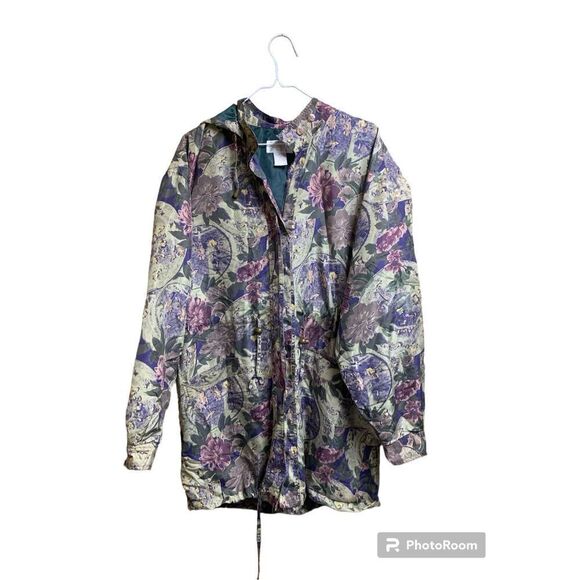 Summa Silk Womens Floral Hooded Jacket Purple Size Large - Picture 2 of 10